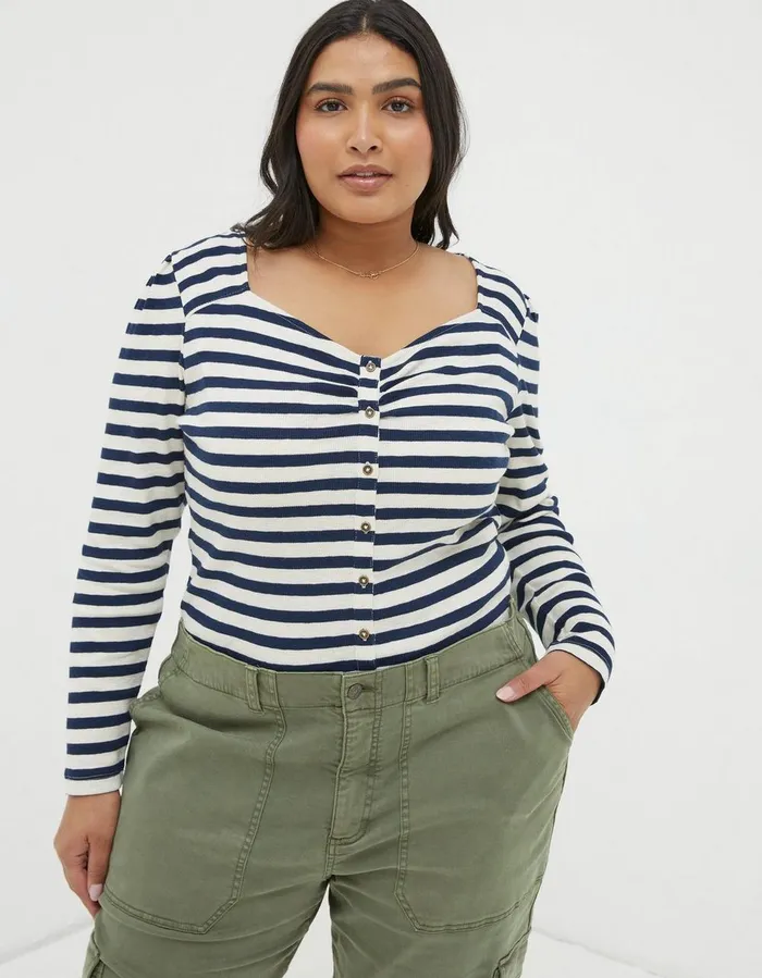 Carly Stripe Top Navy Women FatFace Tops and TShirts