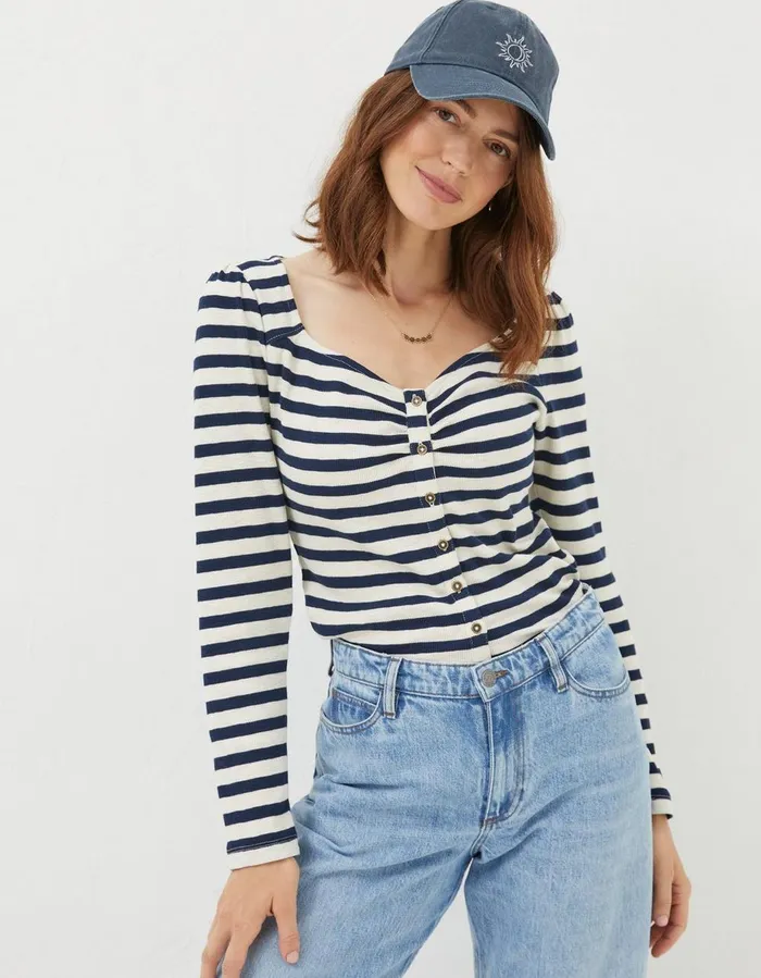 Carly Stripe Top Navy Women FatFace Tops and TShirts