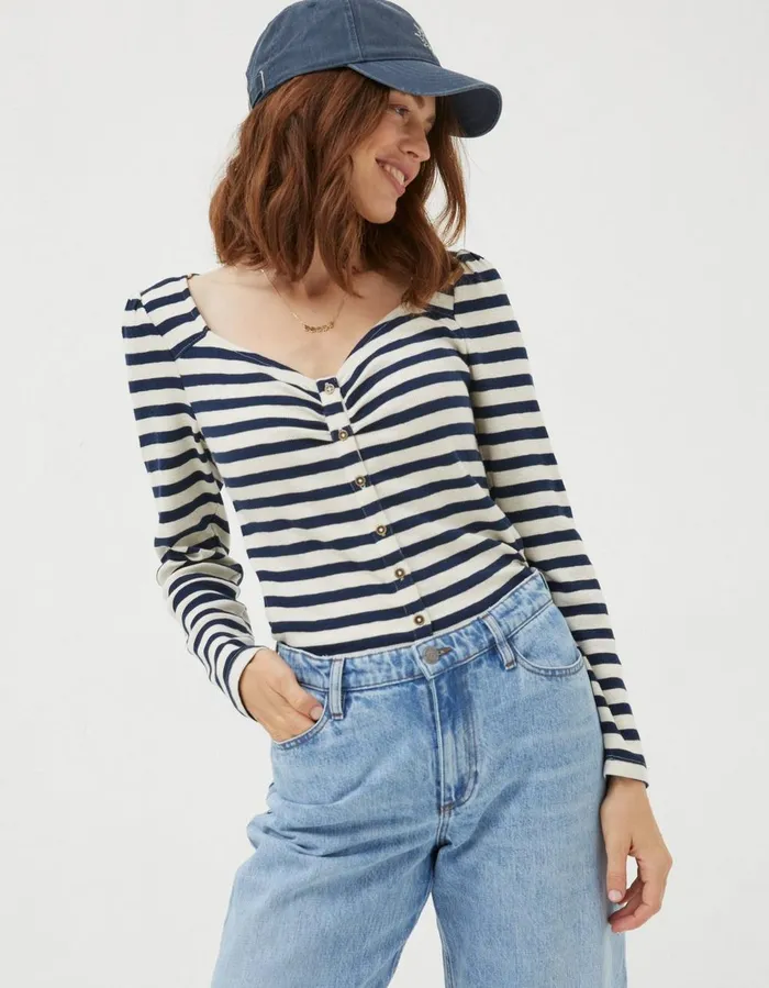 Carly Stripe Top Navy Women FatFace Tops and TShirts