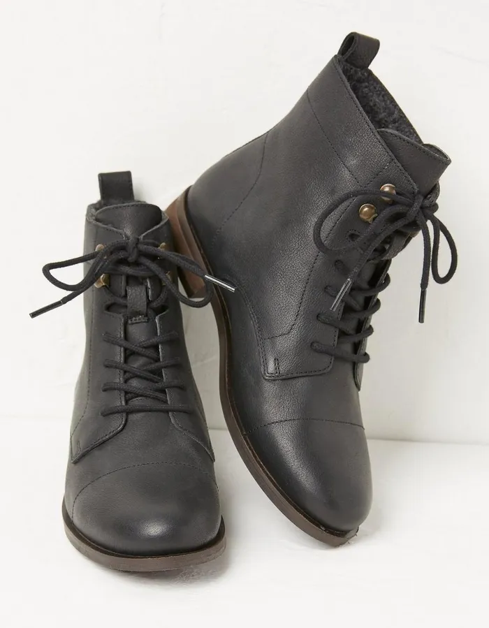 Catrin Lace Up Ankle Boot Black Women FatFace Boots
