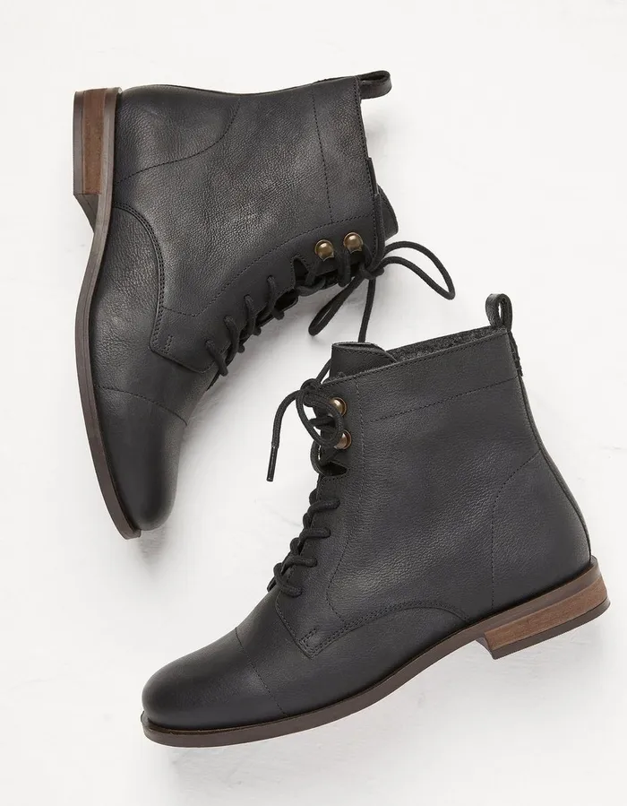 Catrin Lace Up Ankle Boot Black Women FatFace Boots