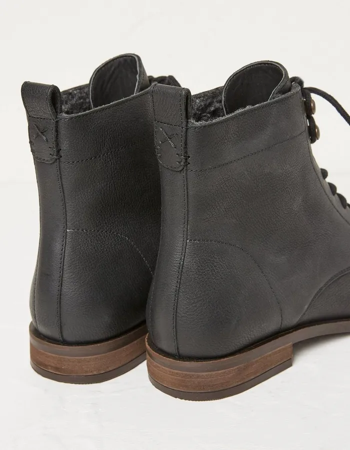 Catrin Lace Up Ankle Boot Black Women FatFace Boots