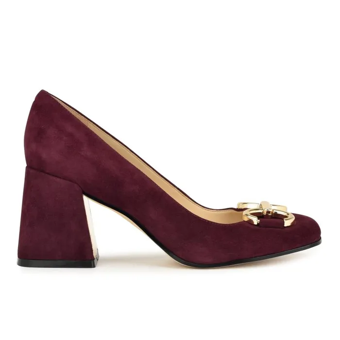 Caven Block Heel Pumps Dark Red Women Nine West Heels
