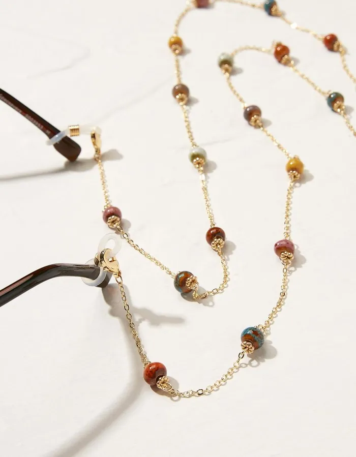 Ceramic Bead Glasses Chain Multi Women FatFace Sunglasses