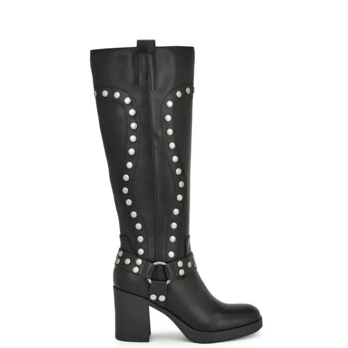 Cert Heeled Moto Boots Black Women Nine West Boots and Booties