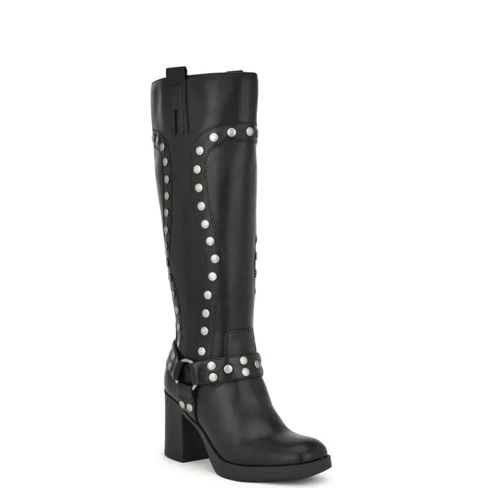 Cert Heeled Moto Boots Black Women Nine West Boots and Booties