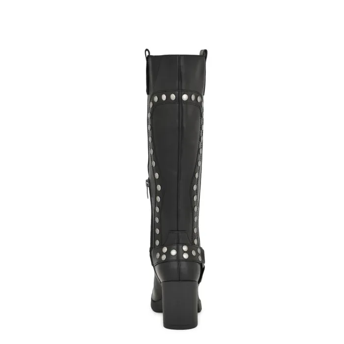 Cert Heeled Moto Boots Black Women Nine West Boots and Booties