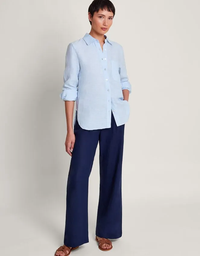 Charlie Longline Linen Shirt Blue Women Monsoon Casualwear