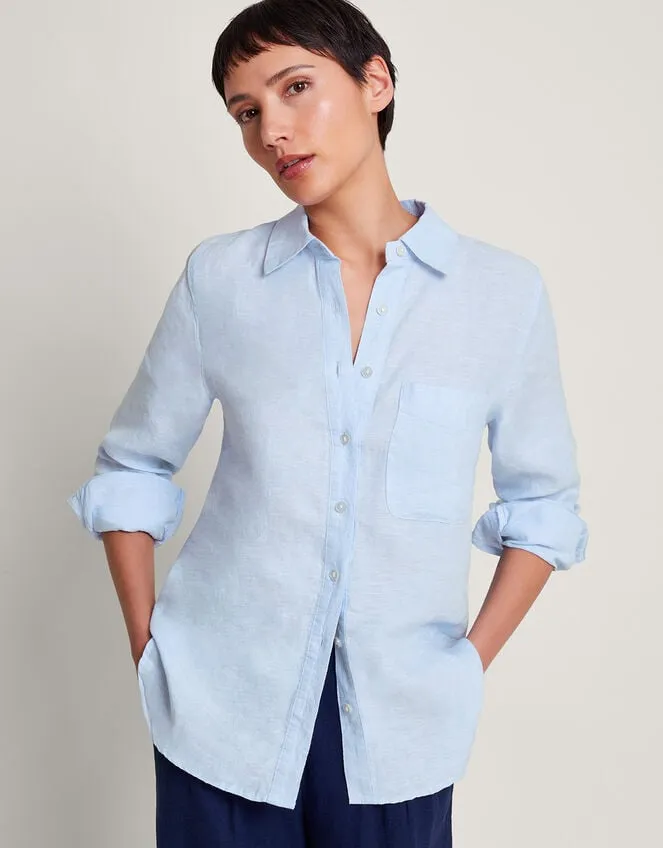 Charlie Longline Linen Shirt Blue Women Monsoon Casualwear