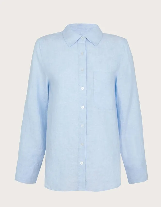 Charlie Longline Linen Shirt Blue Women Monsoon Casualwear