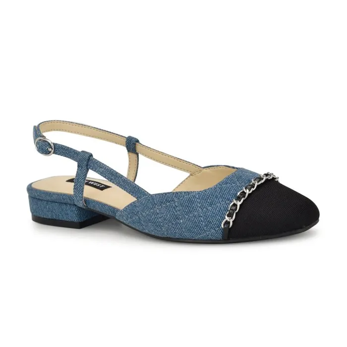 Charme Slingback Dress Flats Denim Women Nine West Flats and Loafers
