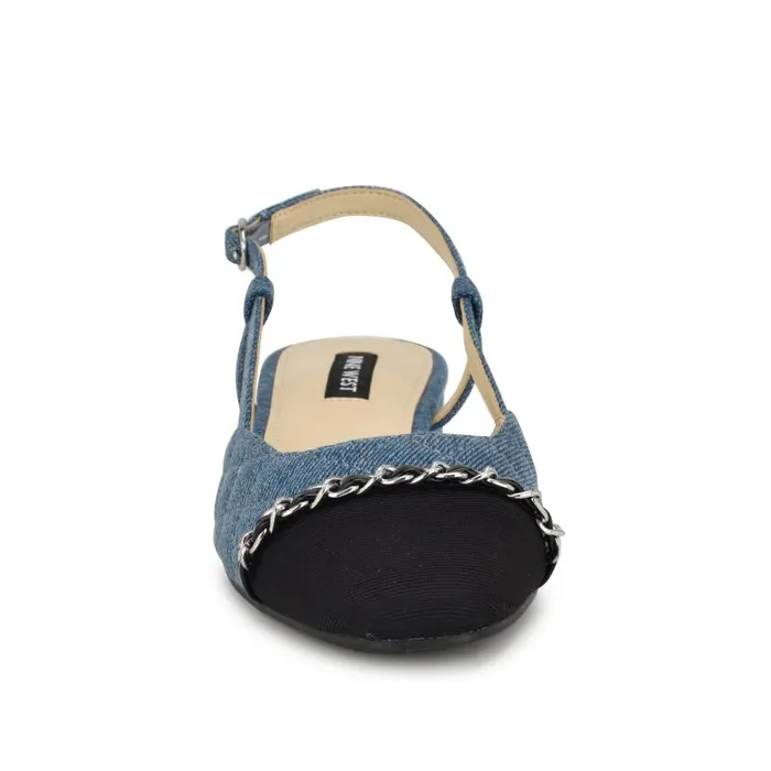 Charme Slingback Dress Flats Denim Women Nine West Flats and Loafers