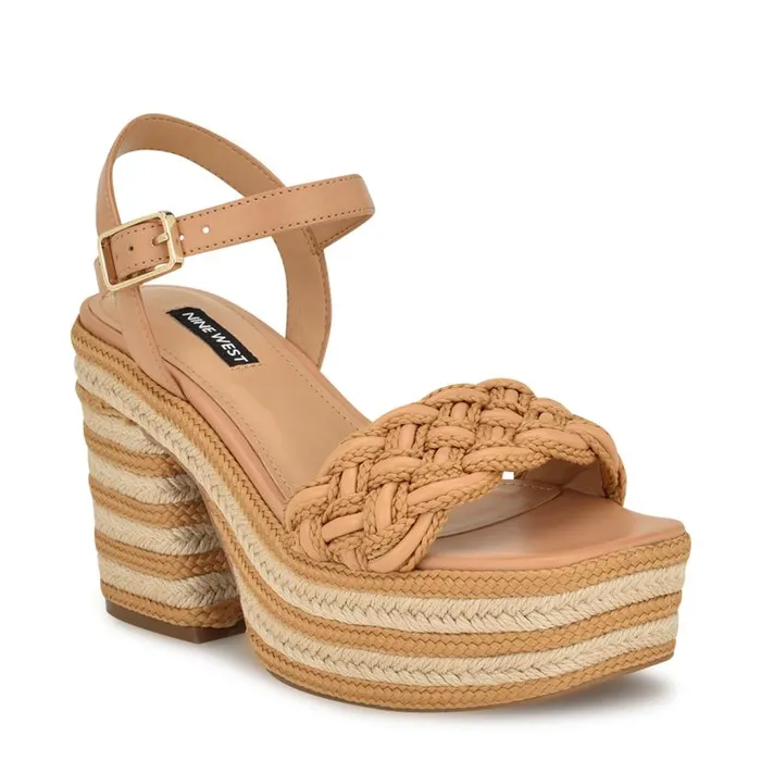 Cinka Woven Platform Sandals Light Natural Women Nine West Sandals