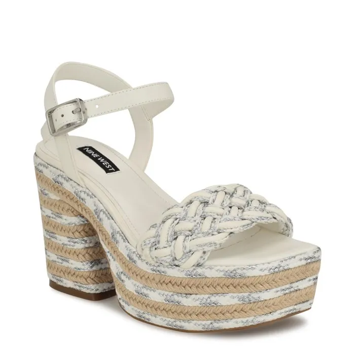Cinka Woven Platform Sandals Whitesilver Women Nine West Sandals