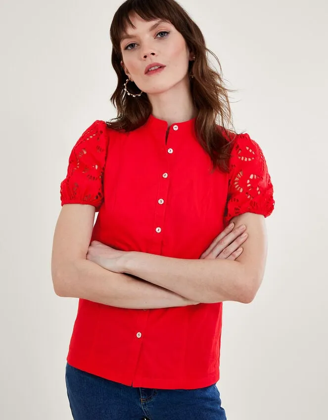 Clara Cutwork Blouse Red Women Monsoon Tops and Blouses