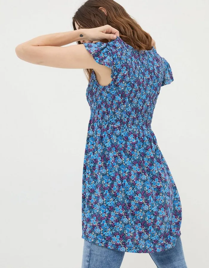 Clara Ink Floral Tunic Dark Purple Women FatFace Tops and TShirts