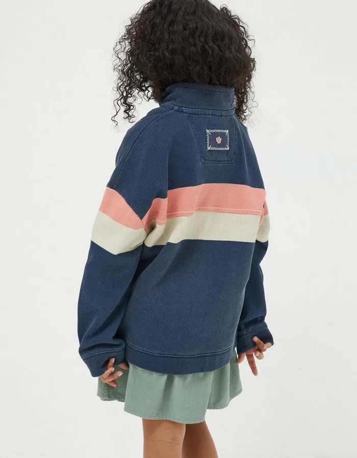 Colourblock Boxy Airlie Sweatshirt Navy Girls FatFace Sweatshirts and Hoodies