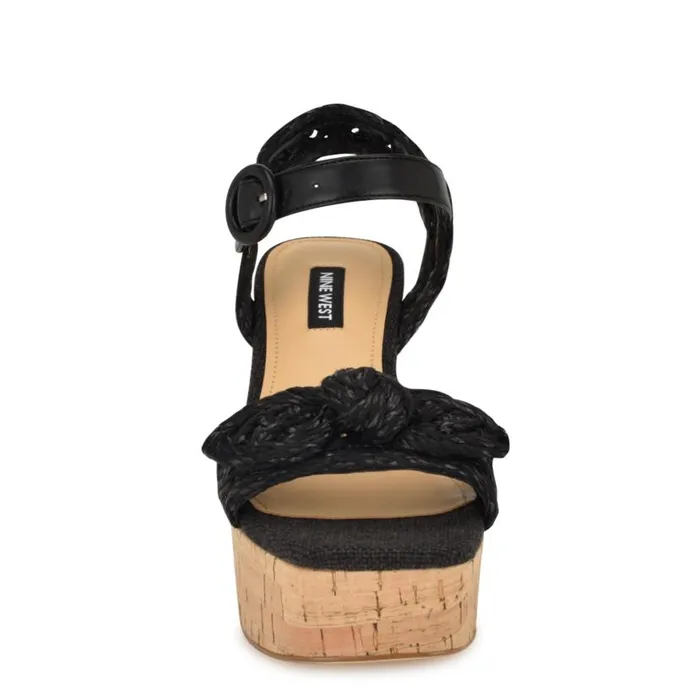 Comiele Platform Sandals Black Raffia Women Nine West Sandals