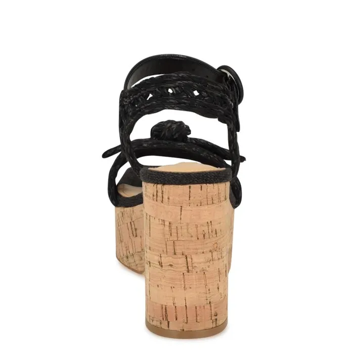 Comiele Platform Sandals Black Raffia Women Nine West Sandals