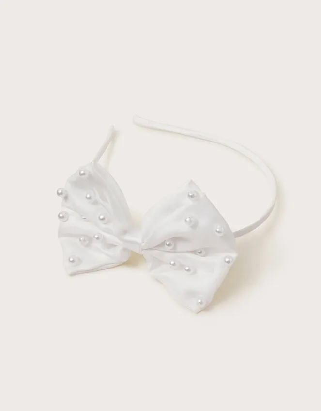 Communion Pearl Bow Headband Children Monsoon Girls039 Hair Accessories