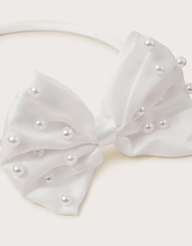 Communion Pearl Bow Headband Children Monsoon Girls039 Hair Accessories