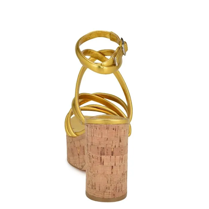 Corke Platform Wedge Strappy Sandals Yellow Women Nine West Sandals