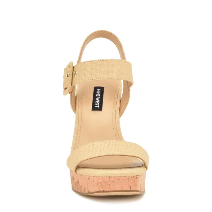 Courts Wedge Sandals Natural Raffia Women Nine West Sandals