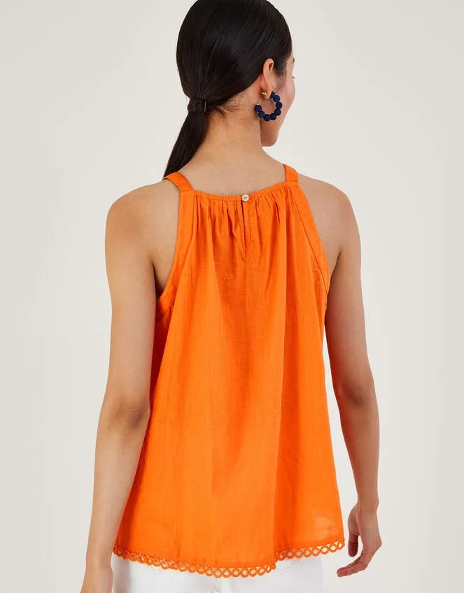 Crochet Neckline Halter Top Orange Women Monsoon Tops and Blouses