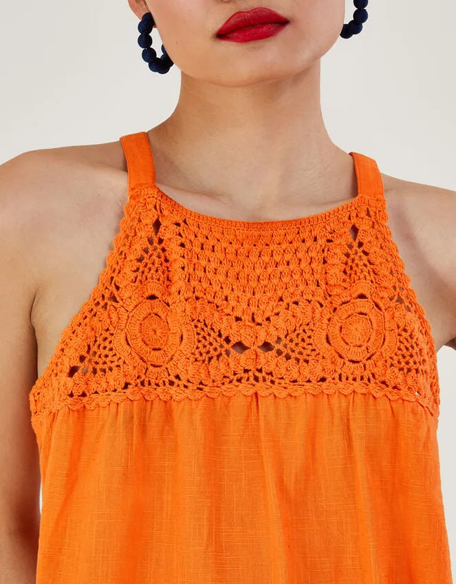 Crochet Neckline Halter Top Orange Women Monsoon Tops and Blouses