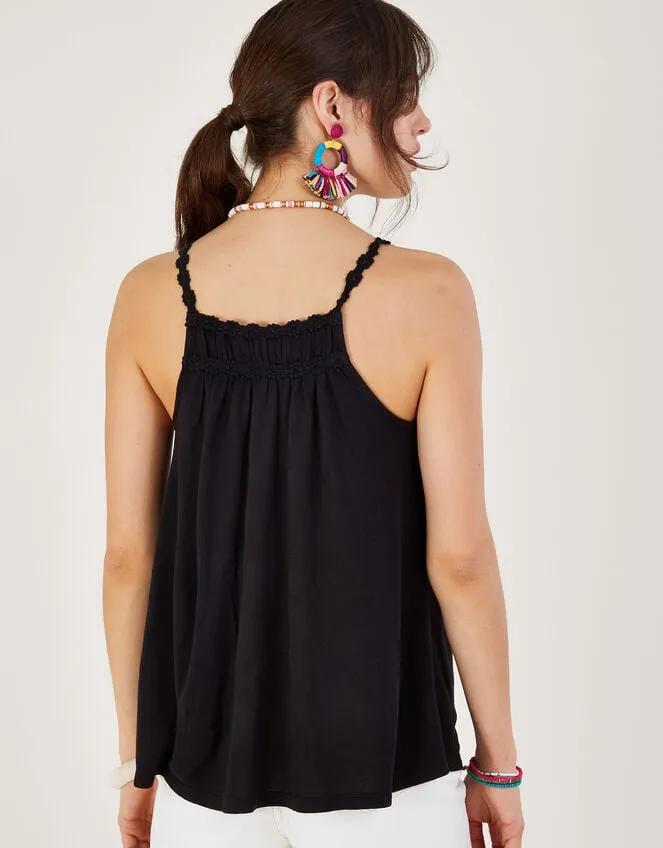 Crochet Trim Jersey Cami Black Women Monsoon Tops and Blouses