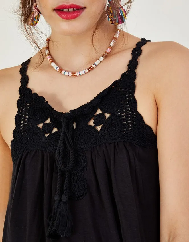 Crochet Trim Jersey Cami Black Women Monsoon Tops and Blouses