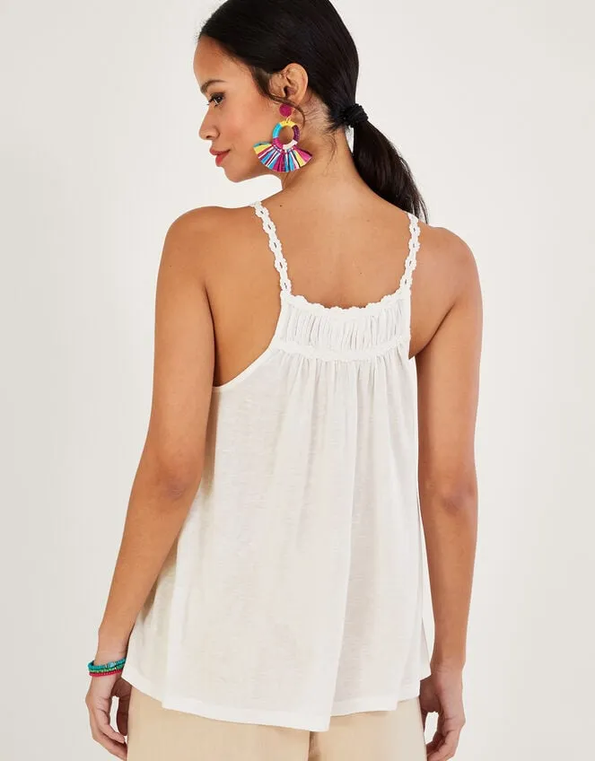 Crochet Trim Jersey Cami Ivory Women Monsoon Tops and Blouses