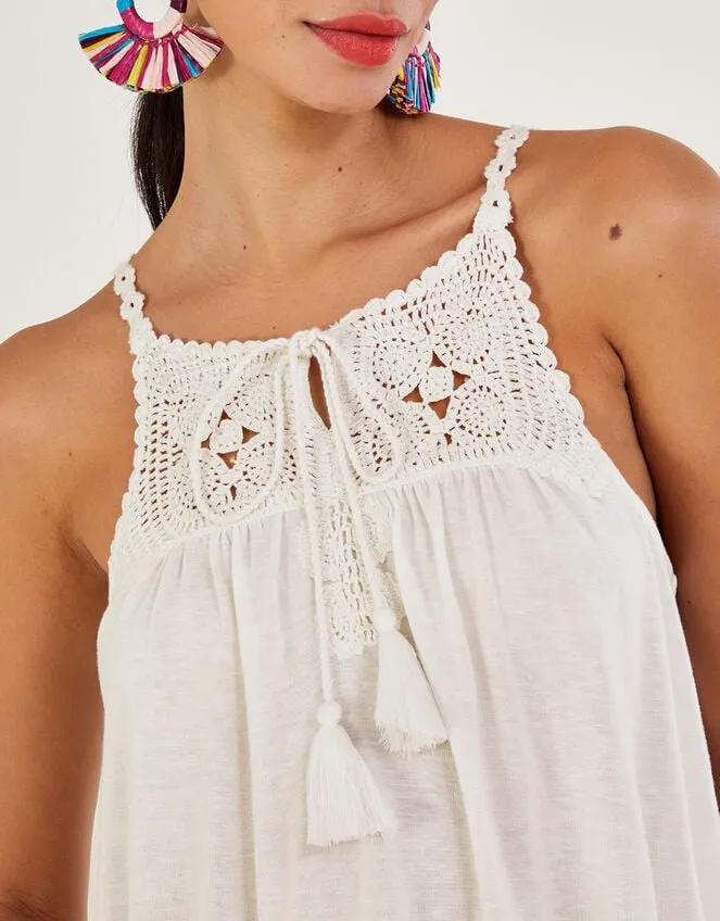 Crochet Trim Jersey Cami Ivory Women Monsoon Tops and Blouses