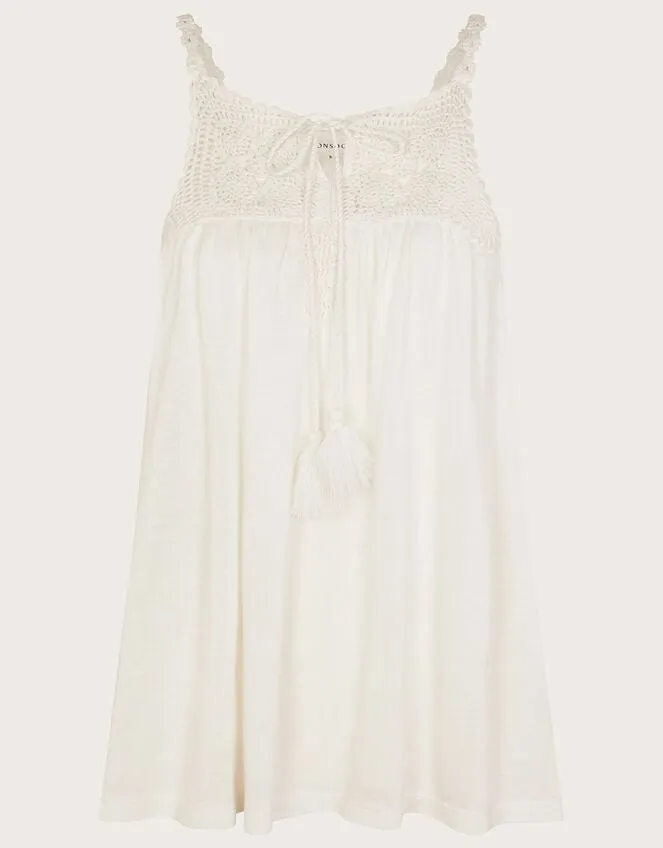 Crochet Trim Jersey Cami Ivory Women Monsoon Tops and Blouses