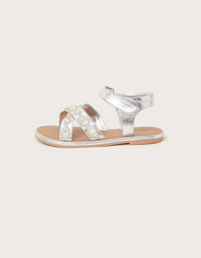 CrossOver Pearly Sandals Silver Children Monsoon Girls039 Shoes and Sandals