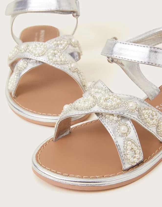 CrossOver Pearly Sandals Silver Children Monsoon Girls039 Shoes and Sandals
