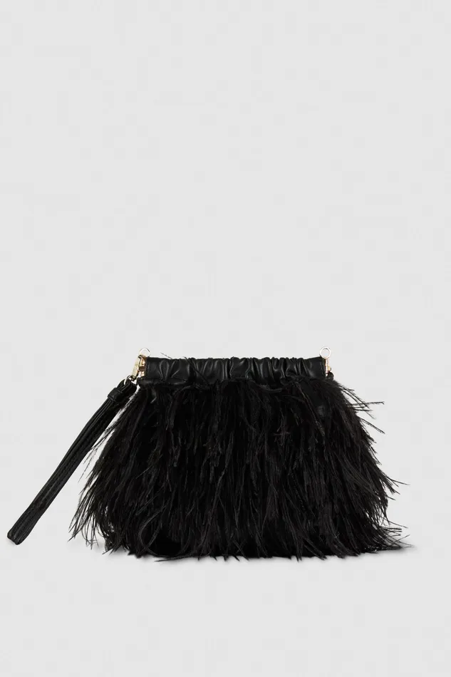 Crossbodys Women Patrizia Pepe Crossbody Bag With Feathers Nero