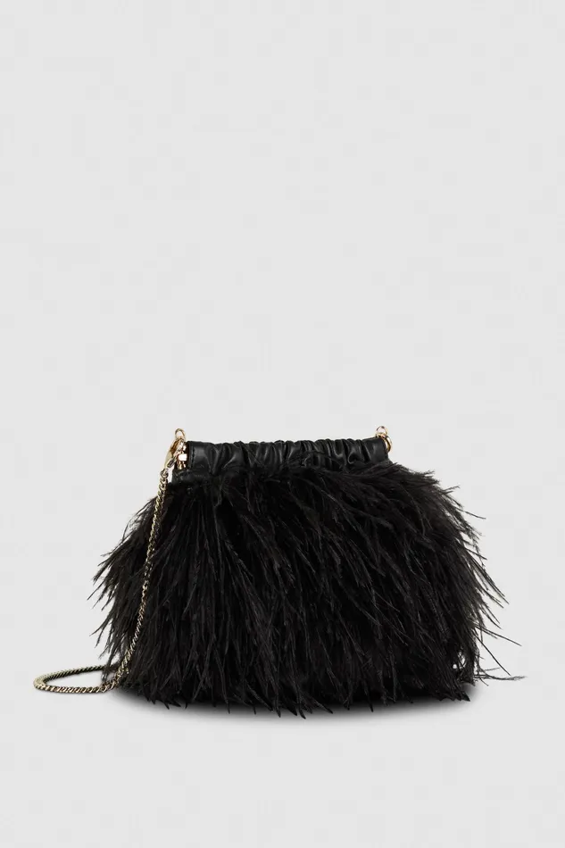 Crossbodys Women Patrizia Pepe Crossbody Bag With Feathers Nero