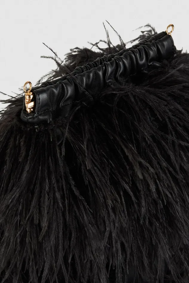 Crossbodys Women Patrizia Pepe Crossbody Bag With Feathers Nero