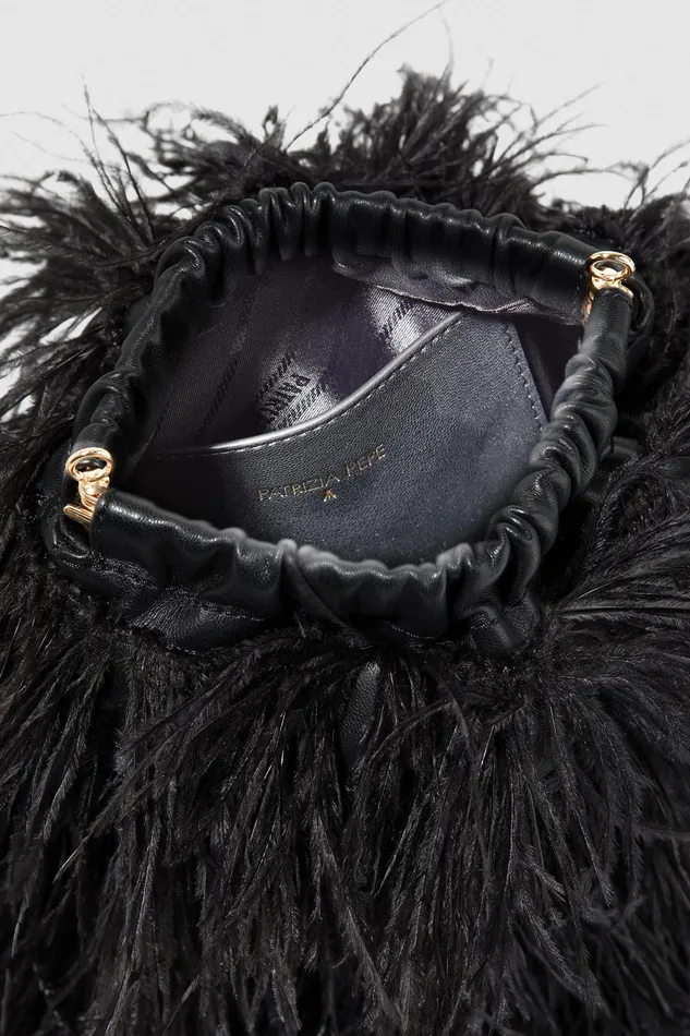 Crossbodys Women Patrizia Pepe Crossbody Bag With Feathers Nero