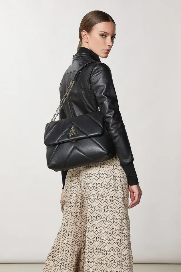 Crossbodys Women Patrizia Pepe Padded Fly Crossbody Bag Nero