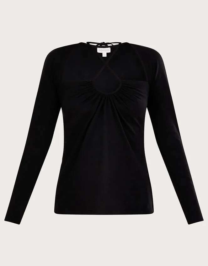 CutOut Halter Jersey Top Black Women Monsoon Tops and Blouses
