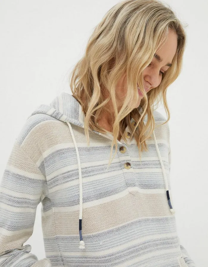Daisy Textured Overhead Hoodie Multi Women FatFace Sweatshirts and Hoodies