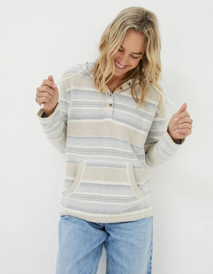 Daisy Textured Overhead Hoodie Multi Women FatFace Sweatshirts and Hoodies