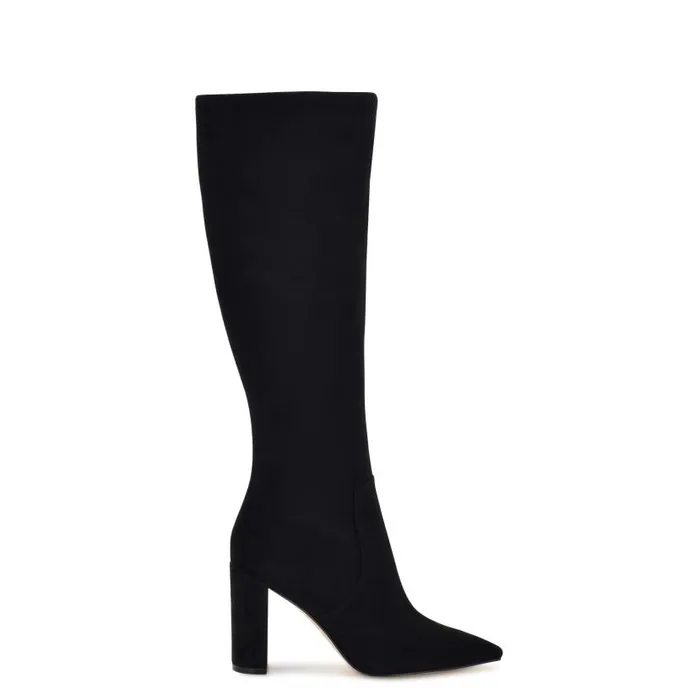 Danee Dress Boots Black Suede Women Nine West Boots and Booties