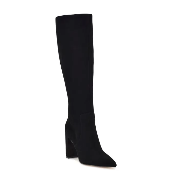 Danee Dress Boots Black Suede Women Nine West Boots and Booties