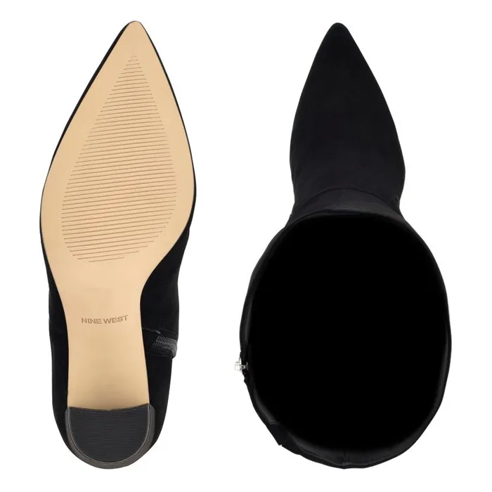 Danee Dress Boots Black Suede Women Nine West Boots and Booties
