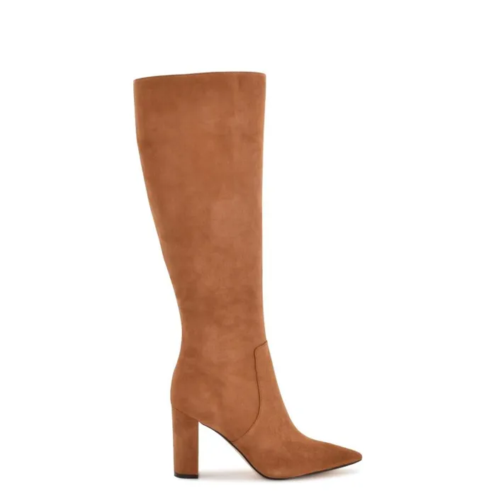Danee Dress Boots Cognac Suede Women Nine West Boots and Booties