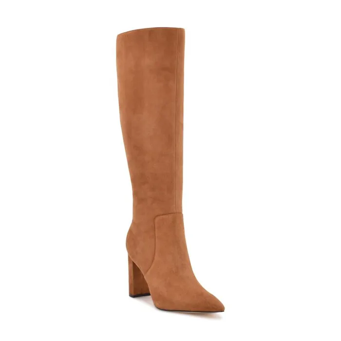 Danee Dress Boots Cognac Suede Women Nine West Boots and Booties