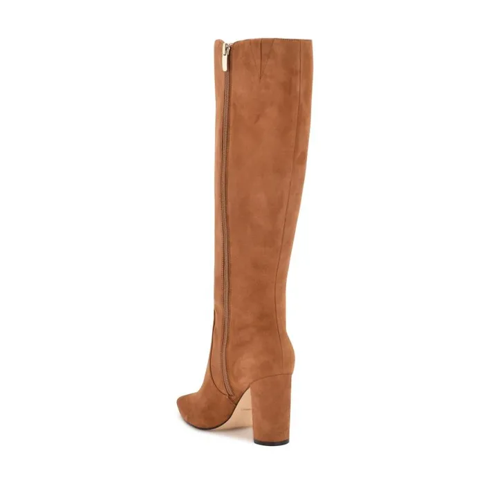 Danee Dress Boots Cognac Suede Women Nine West Boots and Booties